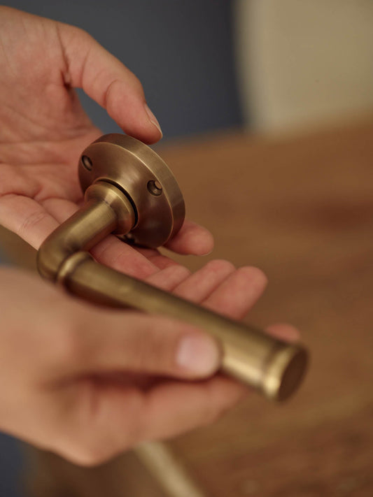 Grove Levered Door Handles, Antique Brass